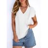 image:imagePRETTYGARDEN Blouses for Women Dressy Casual Spring 2026 Cap Sleeve V Neck Lace Trim Boho Tops Work Shirts Summer ClothesWhite