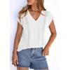 image:imagePRETTYGARDEN Blouses for Women Dressy Casual Spring 2026 Cap Sleeve V Neck Lace Trim Boho Tops Work Shirts Summer ClothesWhite