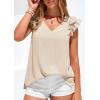 image:imagePRETTYGARDEN Blouses for Women Dressy Casual Summer Going Out Tops 2026 Spring Business Work V Neck Ruffle Cap Sleeve ShirtsBeige