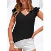image:imagePRETTYGARDEN Blouses for Women Dressy Casual Summer Going Out Tops 2026 Spring Business Work V Neck Ruffle Cap Sleeve ShirtsBlack