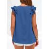 image:imagePRETTYGARDEN Blouses for Women Dressy Casual Summer Going Out Tops 2026 Spring Business Work V Neck Ruffle Cap Sleeve ShirtsBlue