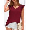 image:imagePRETTYGARDEN Blouses for Women Dressy Casual Summer Going Out Tops 2026 Spring Business Work V Neck Ruffle Cap Sleeve ShirtsBurgundy