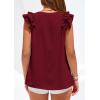 image:imagePRETTYGARDEN Blouses for Women Dressy Casual Summer Going Out Tops 2026 Spring Business Work V Neck Ruffle Cap Sleeve ShirtsBurgundy