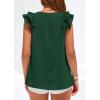 image:imagePRETTYGARDEN Blouses for Women Dressy Casual Summer Going Out Tops 2026 Spring Business Work V Neck Ruffle Cap Sleeve ShirtsDark Green