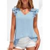 image:imagePRETTYGARDEN Blouses for Women Dressy Casual Summer Going Out Tops 2026 Spring Business Work V Neck Ruffle Cap Sleeve ShirtsLight Blue