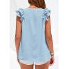 image:imagePRETTYGARDEN Blouses for Women Dressy Casual Summer Going Out Tops 2026 Spring Business Work V Neck Ruffle Cap Sleeve ShirtsLight Blue