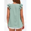 image:imagePRETTYGARDEN Blouses for Women Dressy Casual Summer Going Out Tops 2026 Spring Business Work V Neck Ruffle Cap Sleeve ShirtsLight Green