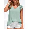 image:imagePRETTYGARDEN Blouses for Women Dressy Casual Summer Going Out Tops 2026 Spring Business Work V Neck Ruffle Cap Sleeve ShirtsLight Green
