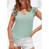 image:imagePRETTYGARDEN Blouses for Women Dressy Casual Summer Going Out Tops 2026 Spring Business Work V Neck Ruffle Cap Sleeve ShirtsLight Green