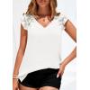 image:imagePRETTYGARDEN Blouses for Women Dressy Casual Summer Going Out Tops 2026 Spring Business Work V Neck Ruffle Cap Sleeve ShirtsWhite
