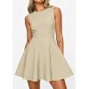 image:imagePRETTYGARDEN Cocktail Dresses for Women 2026 Summer Formal Boat Neck A Line Spring Elegant Graduation Party Mini DressBeige