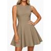image:imagePRETTYGARDEN Cocktail Dresses for Women 2026 Summer Formal Boat Neck A Line Spring Elegant Graduation Party Mini DressKhaki