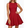 image:imagePRETTYGARDEN Cocktail Dresses for Women 2026 Summer Formal Boat Neck A Line Spring Elegant Graduation Party Mini DressRed