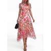 image:imagePRETTYGARDEN Cocktail Dresses for Women 2026 Summer Short Sleeve Floral Mesh Sheer Midi Party Wedding Guest DressFloral Apricot Leopard