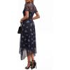 image:imagePRETTYGARDEN Cocktail Dresses for Women 2026 Summer Short Sleeve Floral Mesh Sheer Midi Party Wedding Guest DressFloral Black Blue