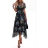 image:imagePRETTYGARDEN Cocktail Dresses for Women 2026 Summer Short Sleeve Floral Mesh Sheer Midi Party Wedding Guest DressFloral Black Blue Yellow