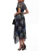 image:imagePRETTYGARDEN Cocktail Dresses for Women 2026 Summer Short Sleeve Floral Mesh Sheer Midi Party Wedding Guest DressFloral Black Blue Yellow