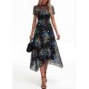 image:imagePRETTYGARDEN Cocktail Dresses for Women 2026 Summer Short Sleeve Floral Mesh Sheer Midi Party Wedding Guest DressFloral Black Blue Yellow