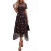 image:imagePRETTYGARDEN Cocktail Dresses for Women 2026 Summer Short Sleeve Floral Mesh Sheer Midi Party Wedding Guest DressFloral Black Red