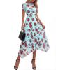 image:imagePRETTYGARDEN Cocktail Dresses for Women 2026 Summer Short Sleeve Floral Mesh Sheer Midi Party Wedding Guest DressFloral Blue Red