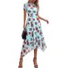 image:imagePRETTYGARDEN Cocktail Dresses for Women 2026 Summer Short Sleeve Floral Mesh Sheer Midi Party Wedding Guest DressFloral Blue Red