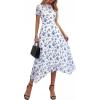image:imagePRETTYGARDEN Cocktail Dresses for Women 2026 Summer Short Sleeve Floral Mesh Sheer Midi Party Wedding Guest DressFloral White Blue