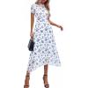image:imagePRETTYGARDEN Cocktail Dresses for Women 2026 Summer Short Sleeve Floral Mesh Sheer Midi Party Wedding Guest DressFloral White Blue