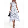 image:imagePRETTYGARDEN Cocktail Dresses for Women 2026 Summer Short Sleeve Floral Mesh Sheer Midi Party Wedding Guest DressFloral White Blue
