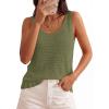 image:imagePRETTYGARDEN Crochet Tops for Women 2026 Spring Sleeveless Sweater Tops Summer Boho Tank Resort Wear Beach Vacation ClothesArmy Green