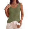 image:imagePRETTYGARDEN Crochet Tops for Women 2026 Spring Sleeveless Sweater Tops Summer Boho Tank Resort Wear Beach Vacation ClothesArmy Green