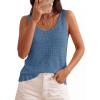image:imagePRETTYGARDEN Crochet Tops for Women 2026 Spring Sleeveless Sweater Tops Summer Boho Tank Resort Wear Beach Vacation ClothesGrey Blue