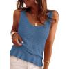image:imagePRETTYGARDEN Crochet Tops for Women 2026 Spring Sleeveless Sweater Tops Summer Boho Tank Resort Wear Beach Vacation ClothesGrey Blue