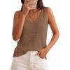 image:imagePRETTYGARDEN Crochet Tops for Women 2026 Spring Sleeveless Sweater Tops Summer Boho Tank Resort Wear Beach Vacation ClothesLight Brown