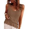 image:imagePRETTYGARDEN Crochet Tops for Women 2026 Spring Sleeveless Sweater Tops Summer Boho Tank Resort Wear Beach Vacation ClothesLight Brown