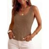 image:imagePRETTYGARDEN Crochet Tops for Women 2026 Spring Sleeveless Sweater Tops Summer Boho Tank Resort Wear Beach Vacation ClothesLight Brown