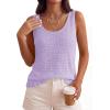 image:imagePRETTYGARDEN Crochet Tops for Women 2026 Spring Sleeveless Sweater Tops Summer Boho Tank Resort Wear Beach Vacation ClothesLight Purple