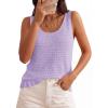 image:imagePRETTYGARDEN Crochet Tops for Women 2026 Spring Sleeveless Sweater Tops Summer Boho Tank Resort Wear Beach Vacation ClothesLight Purple