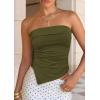 image:imagePRETTYGARDEN Going Out Tube Tops for Women Trendy Summer 2026 Asymmetrical Ruched Strapless Bandeau Shirts Spring ClothesArmy Green