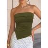 image:imagePRETTYGARDEN Going Out Tube Tops for Women Trendy Summer 2026 Asymmetrical Ruched Strapless Bandeau Shirts Spring ClothesArmy Green