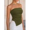 image:imagePRETTYGARDEN Going Out Tube Tops for Women Trendy Summer 2026 Asymmetrical Ruched Strapless Bandeau Shirts Spring ClothesArmy Green