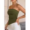 image:imagePRETTYGARDEN Going Out Tube Tops for Women Trendy Summer 2026 Asymmetrical Ruched Strapless Bandeau Shirts Spring ClothesArmy Green