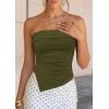 image:imagePRETTYGARDEN Going Out Tube Tops for Women Trendy Summer 2026 Asymmetrical Ruched Strapless Bandeau Shirts Spring ClothesArmy Green