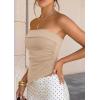 image:imagePRETTYGARDEN Going Out Tube Tops for Women Trendy Summer 2026 Asymmetrical Ruched Strapless Bandeau Shirts Spring ClothesCamel