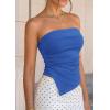 image:imagePRETTYGARDEN Going Out Tube Tops for Women Trendy Summer 2026 Asymmetrical Ruched Strapless Bandeau Shirts Spring ClothesDark Blue