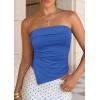 image:imagePRETTYGARDEN Going Out Tube Tops for Women Trendy Summer 2026 Asymmetrical Ruched Strapless Bandeau Shirts Spring ClothesDark Blue