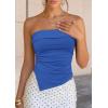 image:imagePRETTYGARDEN Going Out Tube Tops for Women Trendy Summer 2026 Asymmetrical Ruched Strapless Bandeau Shirts Spring ClothesDark Blue