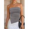 image:imagePRETTYGARDEN Going Out Tube Tops for Women Trendy Summer 2026 Asymmetrical Ruched Strapless Bandeau Shirts Spring ClothesDark Grey