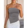 image:imagePRETTYGARDEN Going Out Tube Tops for Women Trendy Summer 2026 Asymmetrical Ruched Strapless Bandeau Shirts Spring ClothesDark Grey