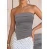 image:imagePRETTYGARDEN Going Out Tube Tops for Women Trendy Summer 2026 Asymmetrical Ruched Strapless Bandeau Shirts Spring ClothesDark Grey