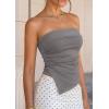 image:imagePRETTYGARDEN Going Out Tube Tops for Women Trendy Summer 2026 Asymmetrical Ruched Strapless Bandeau Shirts Spring ClothesDark Grey